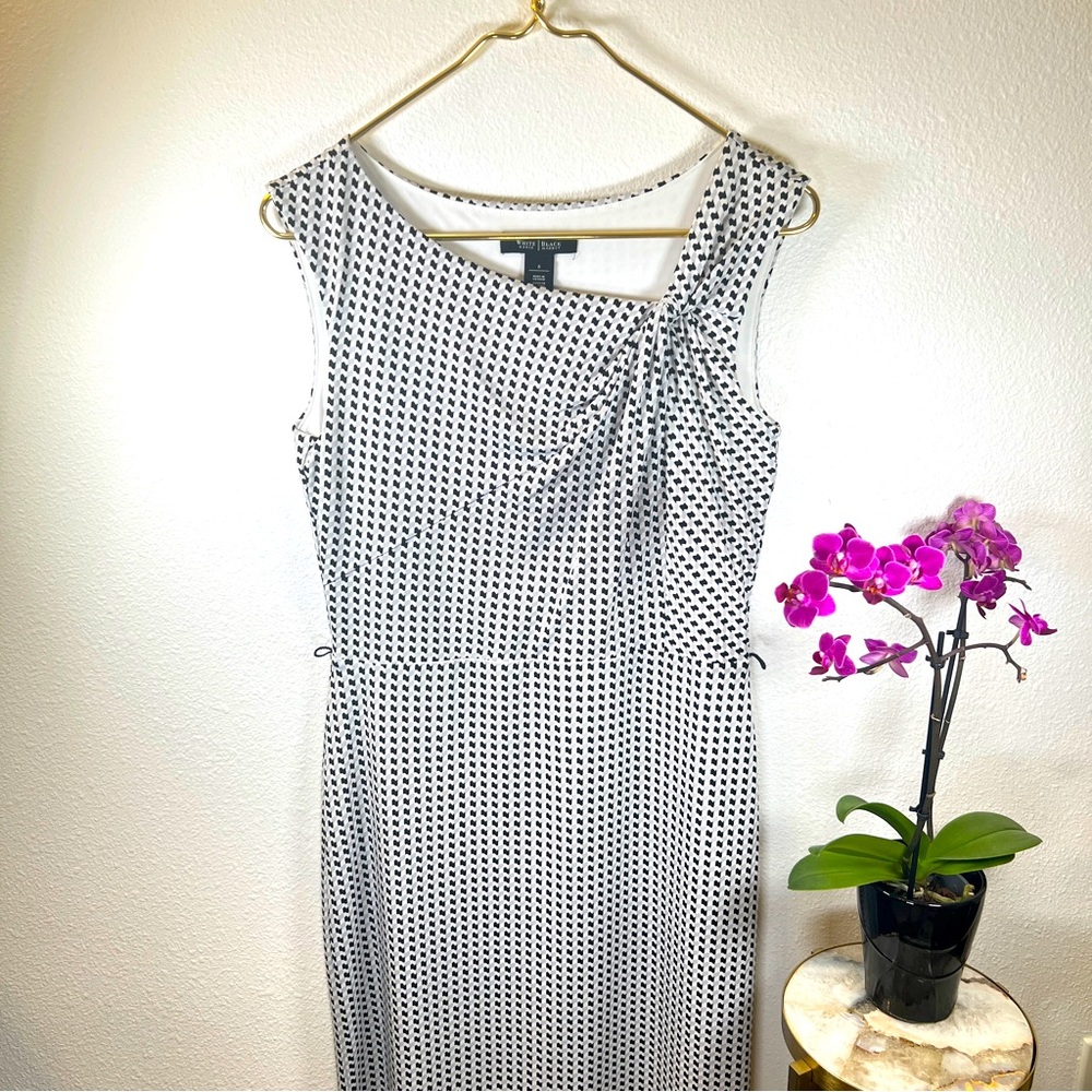 White House Black Market Houndstooth Dress with Asymmetrical Neckline Size 6